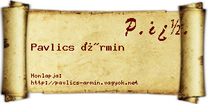 Pavlics Ármin névjegykártya
